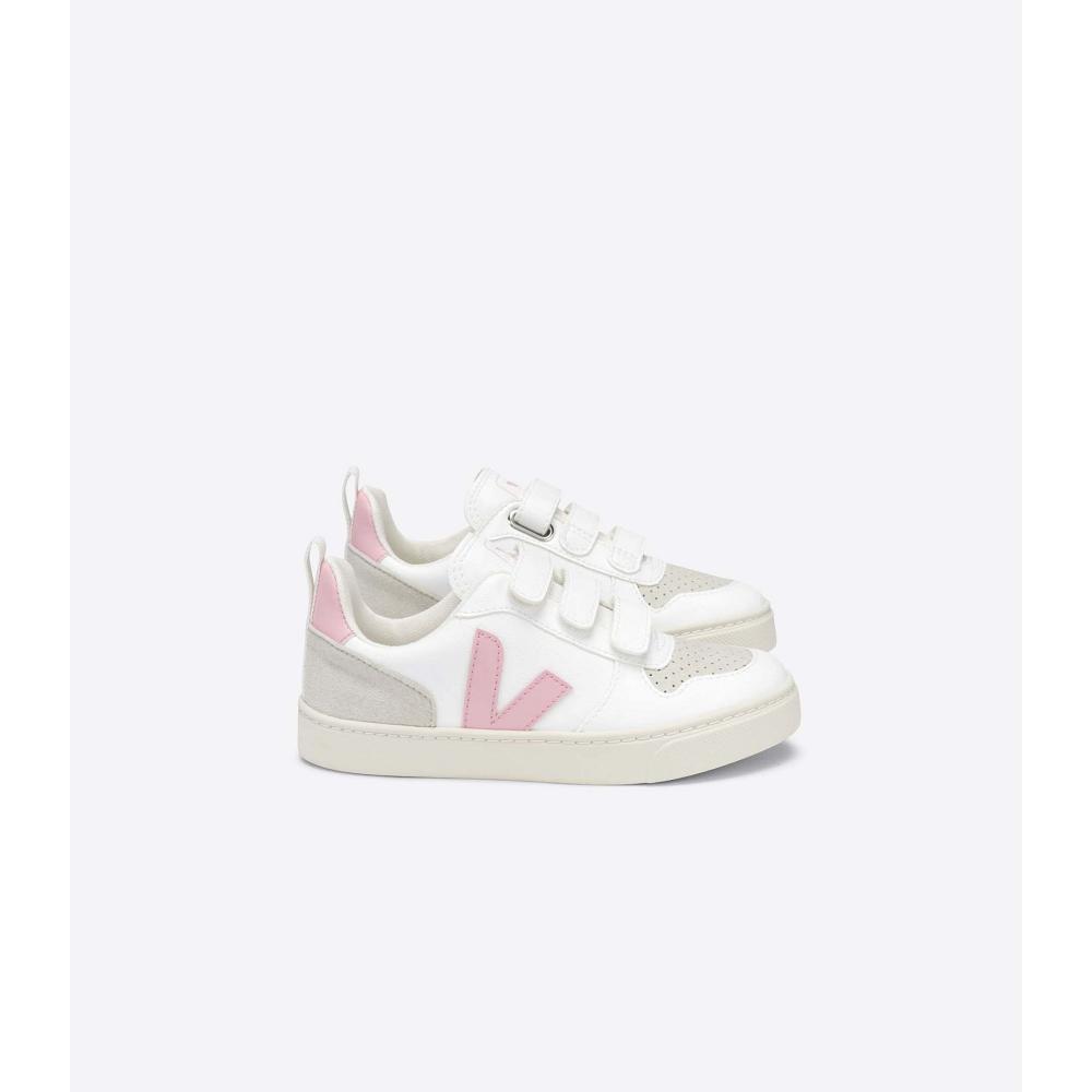 Veja V-10 STRAPS CWL Kids\' Sneakers White/Pink | NZ 859SGL